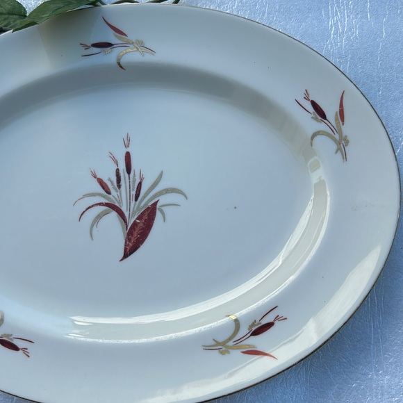 Vintage Pickard China Print Cattails Deep Serving Platter Made in USA - Picture 3 of 7